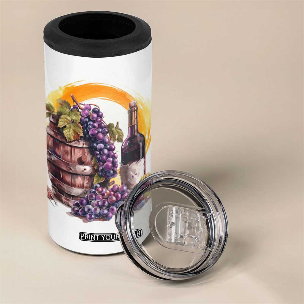 Personalized Wine Barrel and Grapes 4 in 1 Can Cooler Tumbler with Vineyard Theme TS04 Print Your Wear