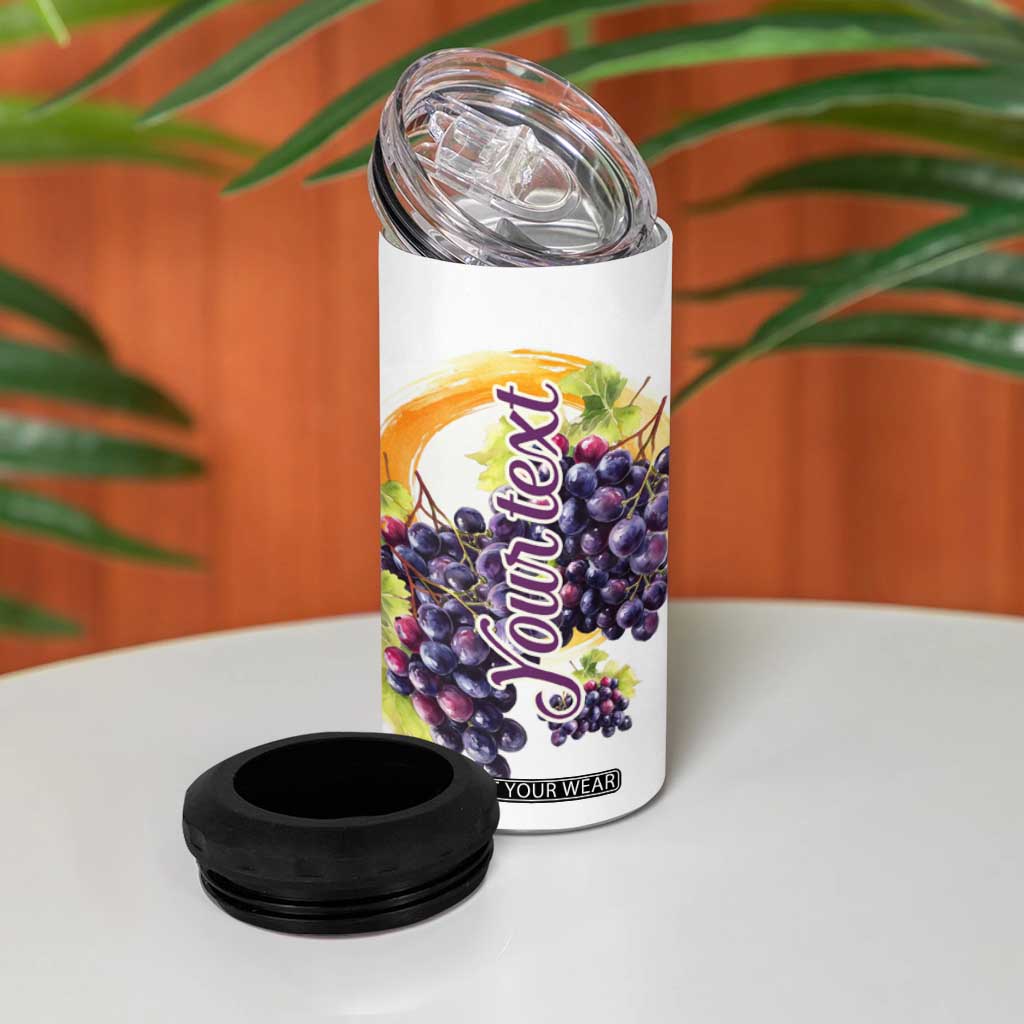 Personalized Wine Barrel and Grapes 4 in 1 Can Cooler Tumbler with Vineyard Theme TS04 Print Your Wear