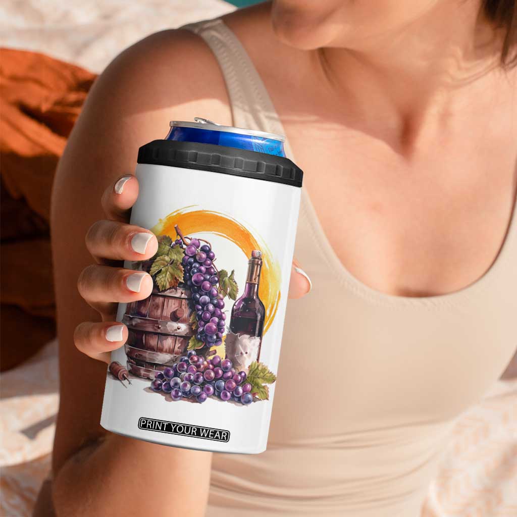 Personalized Wine Barrel and Grapes 4 in 1 Can Cooler Tumbler with Vineyard Theme TS04 Print Your Wear