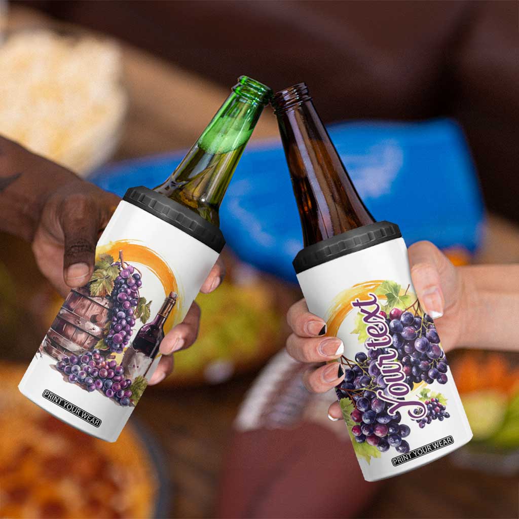 Personalized Wine Barrel and Grapes 4 in 1 Can Cooler Tumbler with Vineyard Theme TS04 Print Your Wear