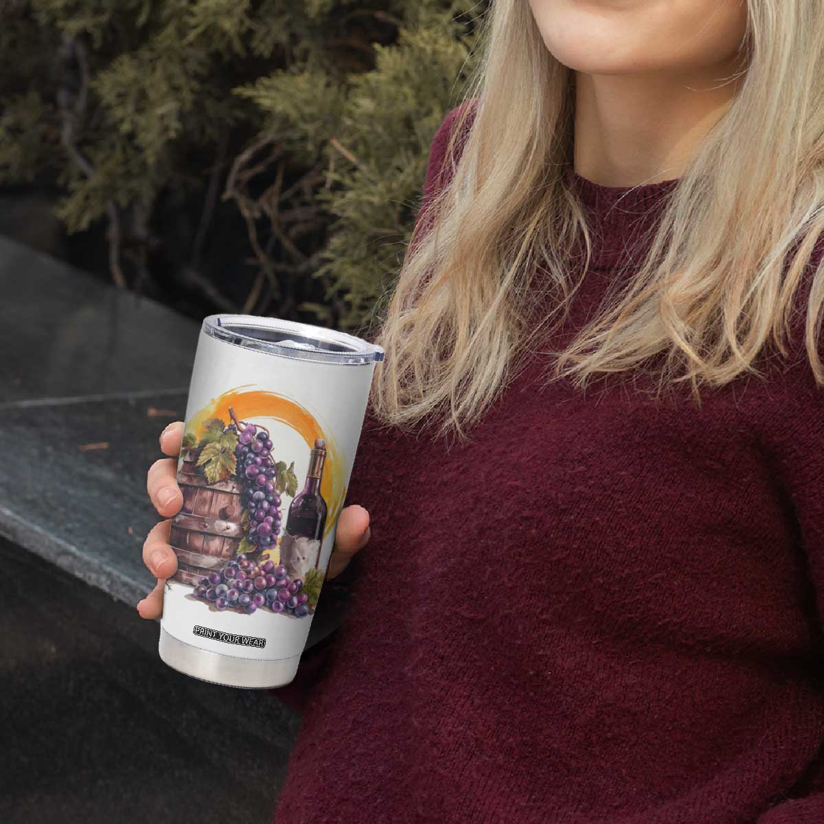 Personalized Wine Barrel and Grapes Tumbler Cup with Vineyard Theme TS04 Print Your Wear