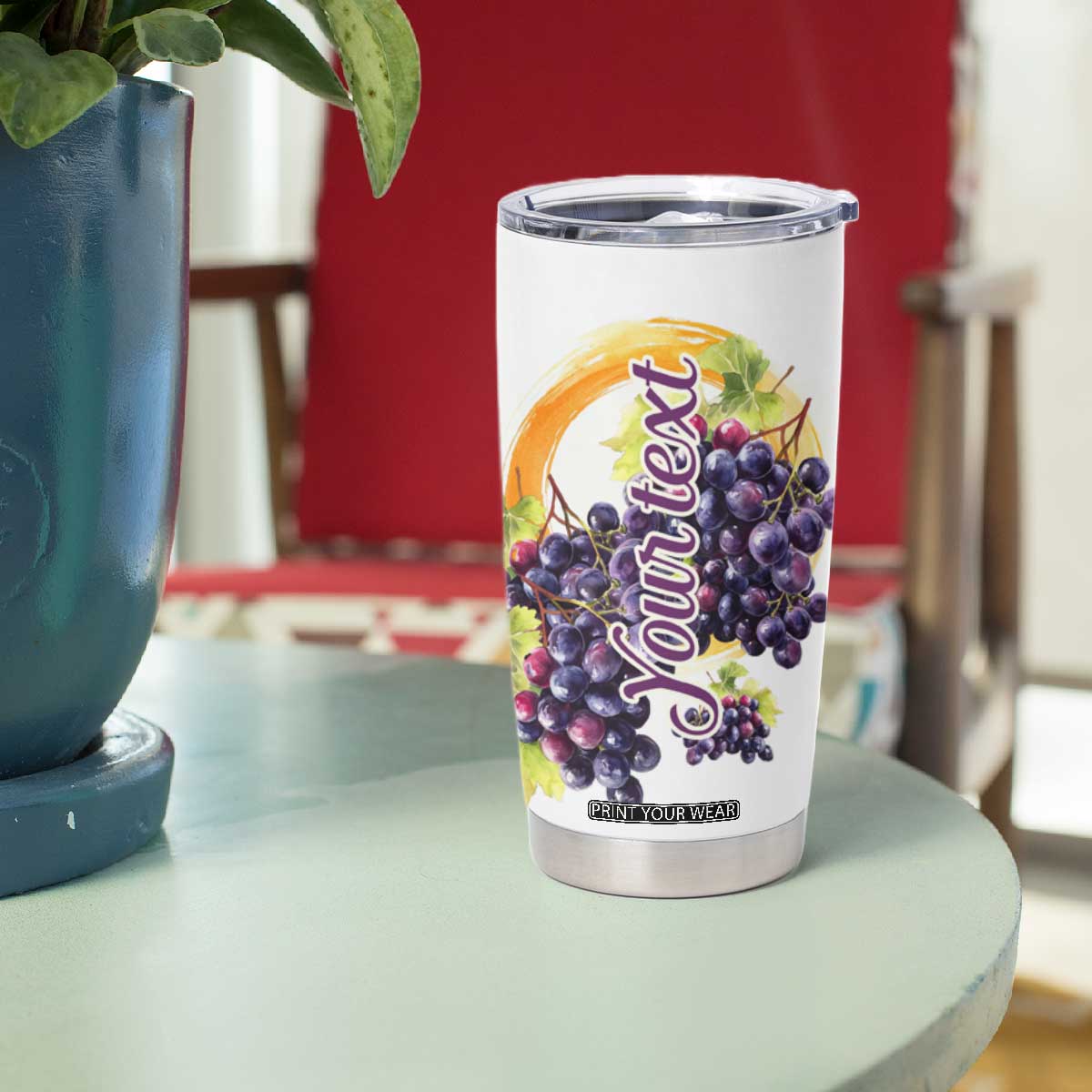 Personalized Wine Barrel and Grapes Tumbler Cup with Vineyard Theme TS04 Print Your Wear