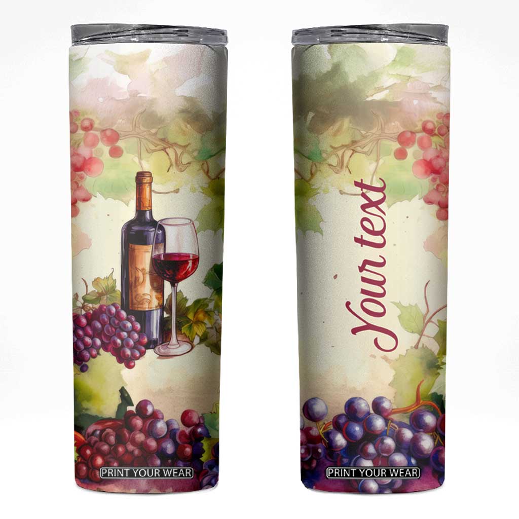 Personalized Wine Bottle and Glass Skinny Tumbler with Classic Design TS04 Multicolor Print Your Wear