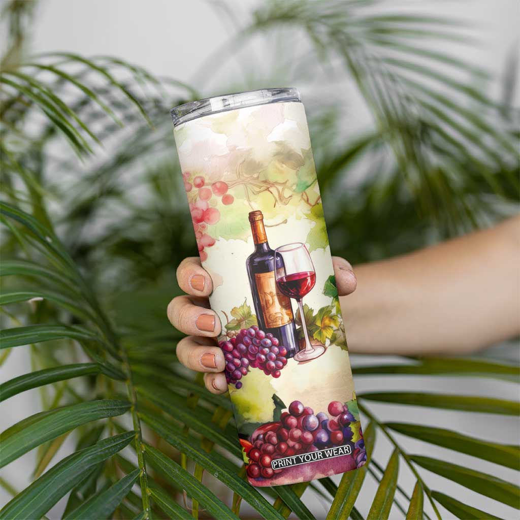 Personalized Wine Bottle and Glass Skinny Tumbler with Classic Design TS04 Print Your Wear