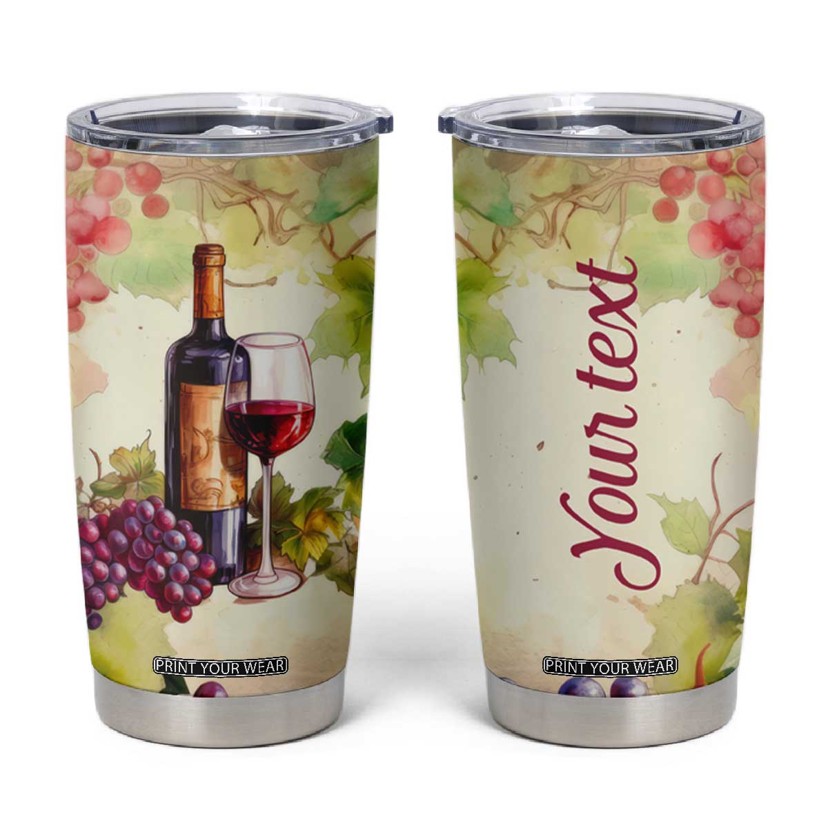 Personalized Wine Bottle and Glass Tumbler Cup with Classic Design TS04 Multicolor Print Your Wear