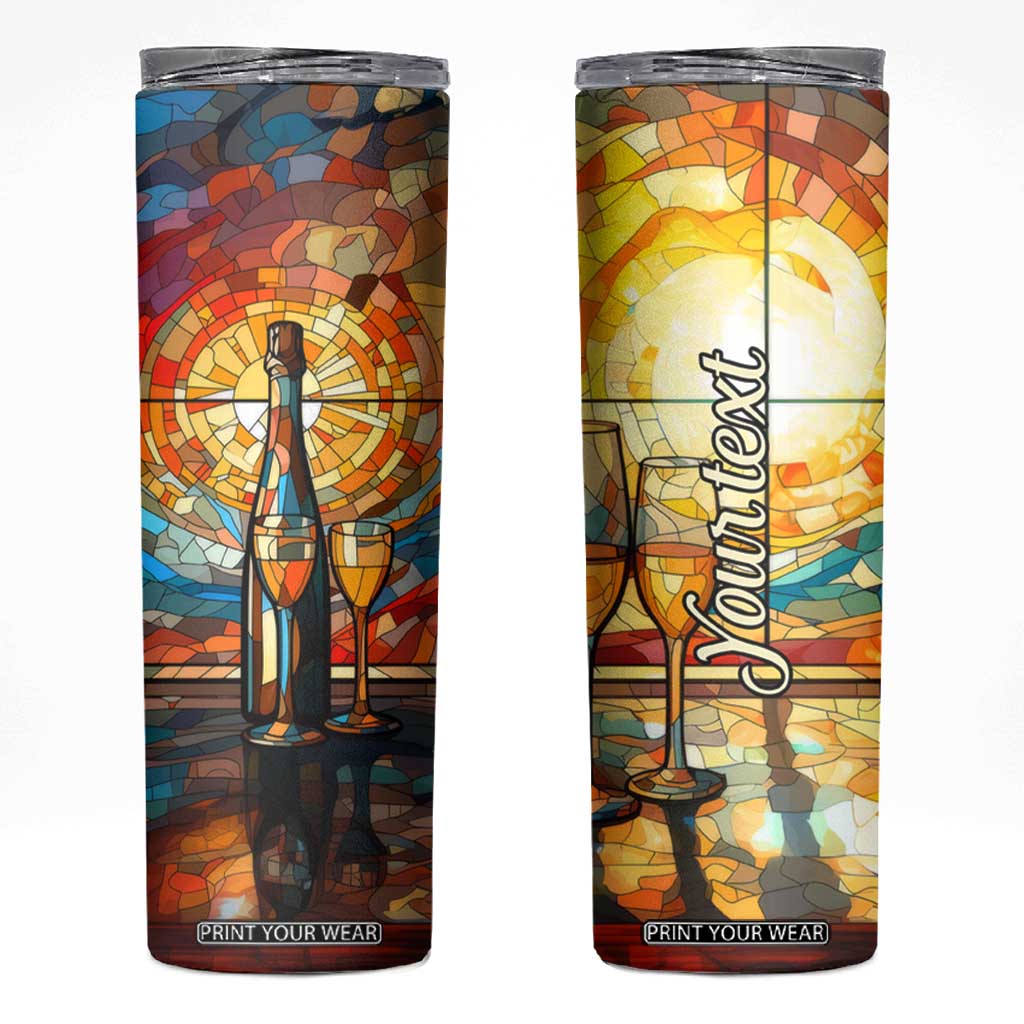 Personalized Wine Design Skinny Tumbler with Stained Glass Art Style TS04 Multicolor Print Your Wear