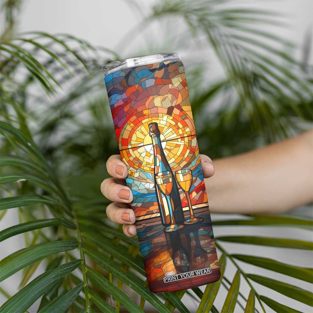 Personalized Wine Design Skinny Tumbler with Stained Glass Art Style TS04 Print Your Wear