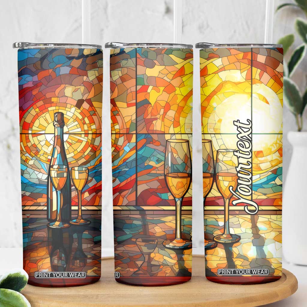 Personalized Wine Design Skinny Tumbler with Stained Glass Art Style TS04 Print Your Wear