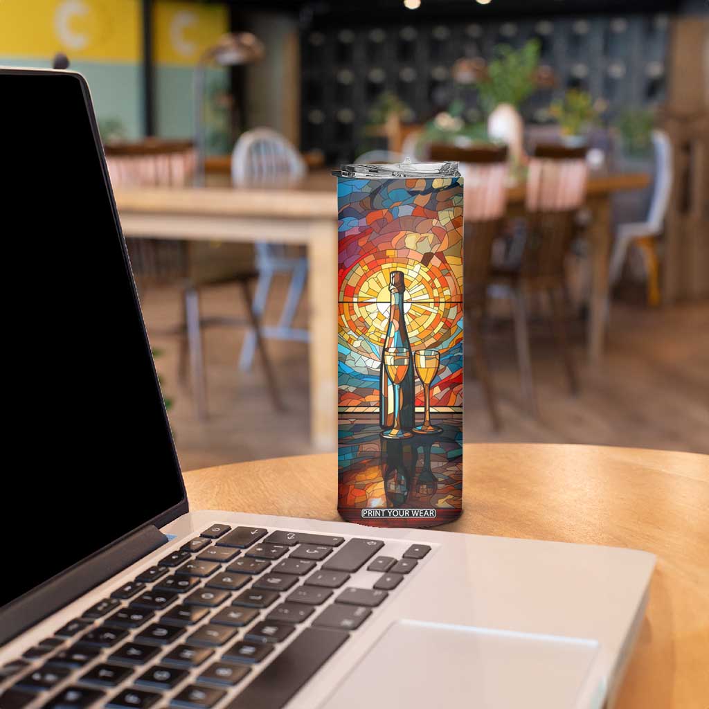 Personalized Wine Design Skinny Tumbler with Stained Glass Art Style TS04 Print Your Wear