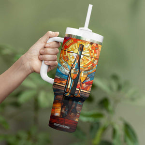 Personalized Wine Design Tumbler With Handle with Stained Glass Art Style TS04 Print Your Wear