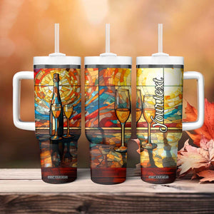 Personalized Wine Design Tumbler With Handle with Stained Glass Art Style TS04 Print Your Wear
