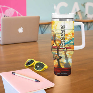 Personalized Wine Design Tumbler With Handle with Stained Glass Art Style TS04 Print Your Wear