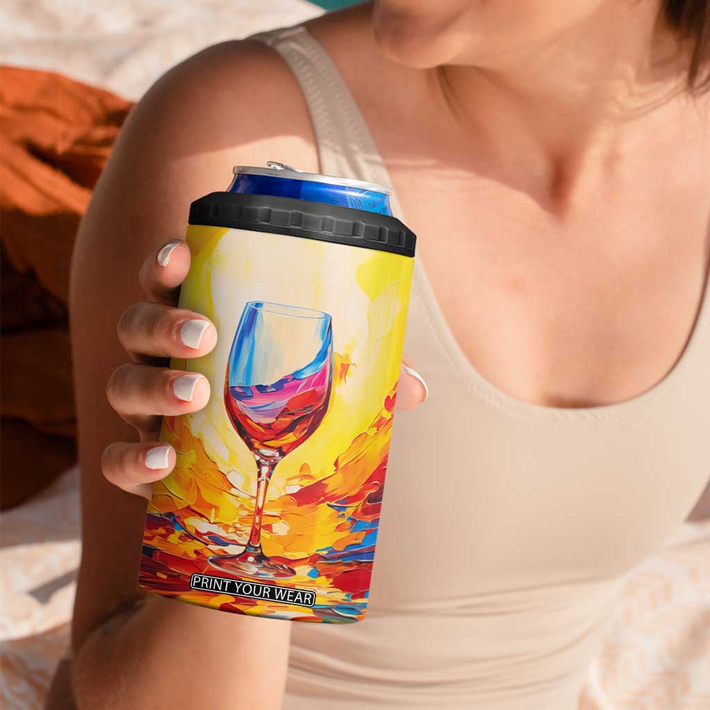 Personalized Wine Glass 4 in 1 Can Cooler Tumbler with Artistic Painting Style TS04 Print Your Wear
