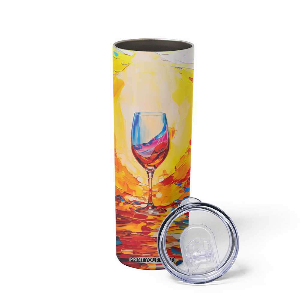 Personalized Wine Glass Skinny Tumbler with Artistic Painting Style TS04 Print Your Wear