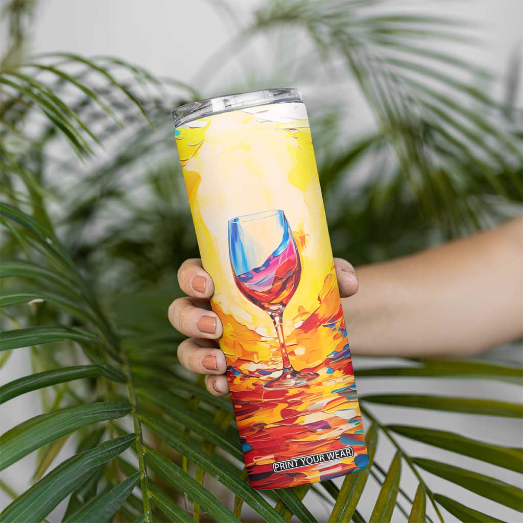 Personalized Wine Glass Skinny Tumbler with Artistic Painting Style TS04 Print Your Wear