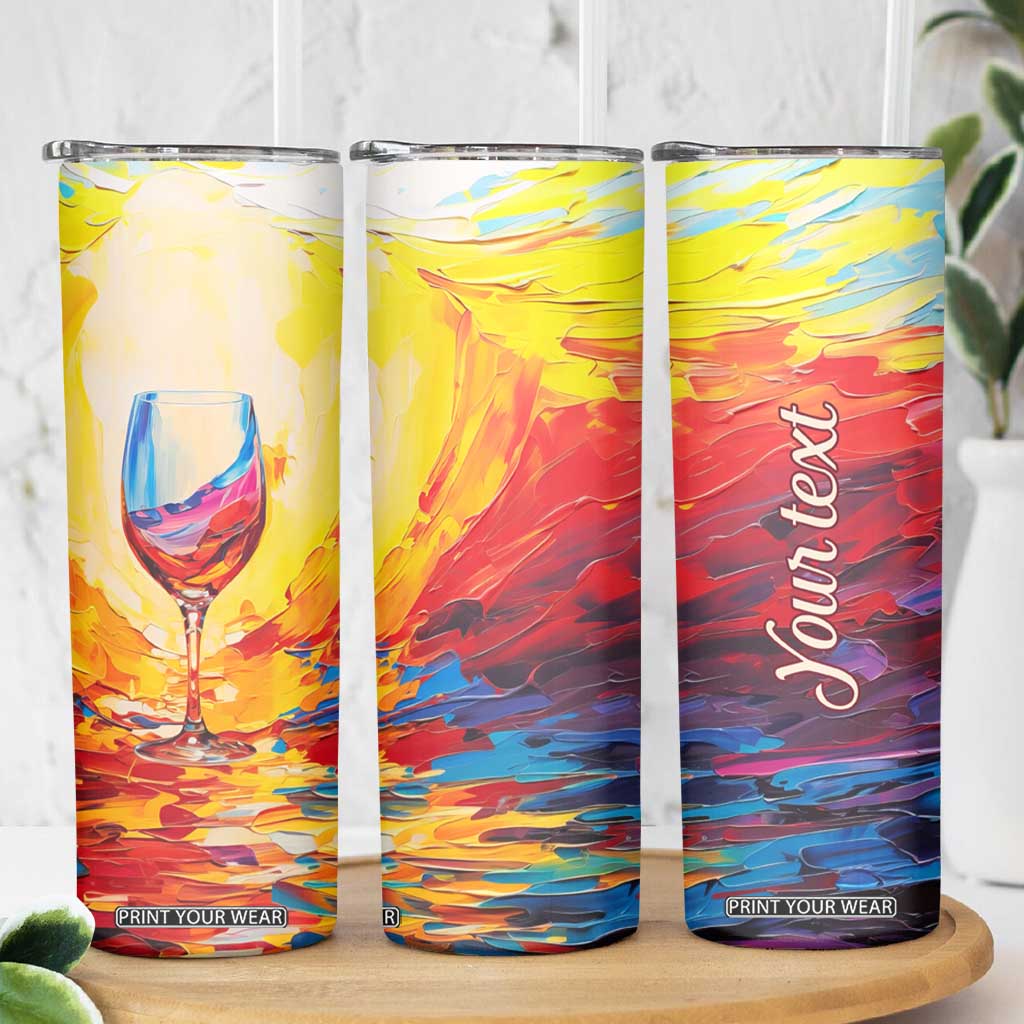 Personalized Wine Glass Skinny Tumbler with Artistic Painting Style TS04 Print Your Wear