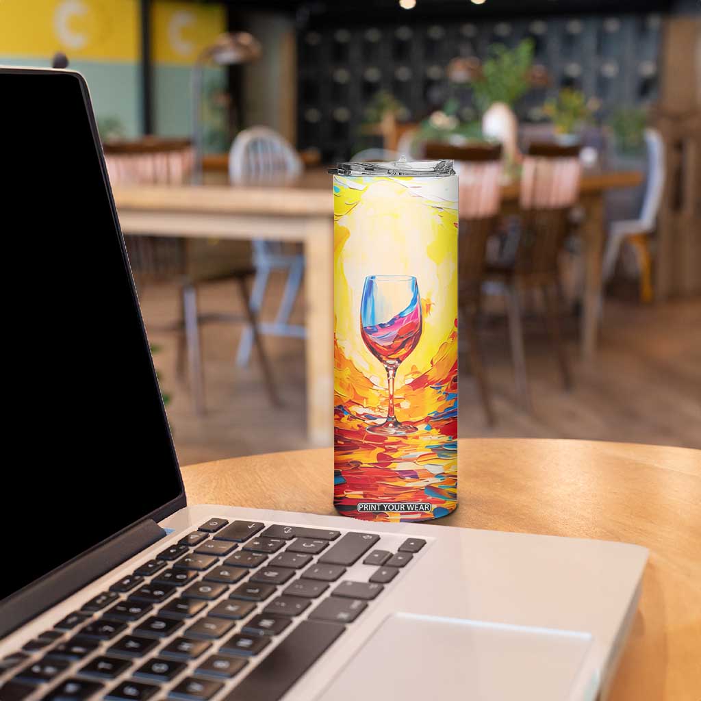 Personalized Wine Glass Skinny Tumbler with Artistic Painting Style TS04 Print Your Wear