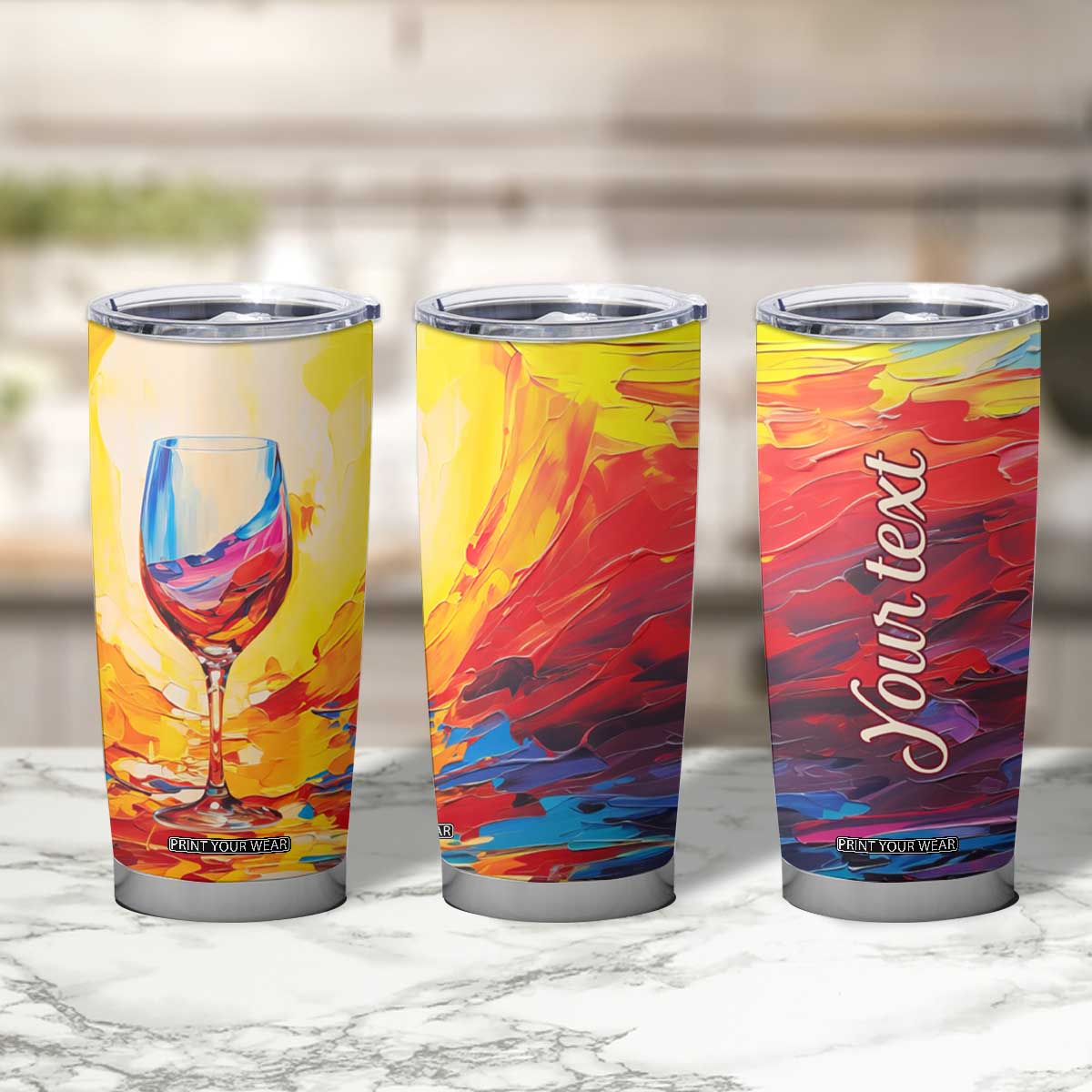 Personalized Wine Glass Tumbler Cup with Artistic Painting Style TS04 Print Your Wear