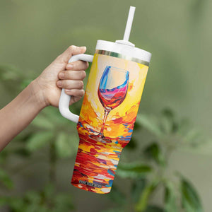 Personalized Wine Glass Tumbler With Handle with Artistic Painting Style TS04 Print Your Wear