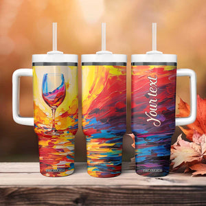 Personalized Wine Glass Tumbler With Handle with Artistic Painting Style TS04 Print Your Wear