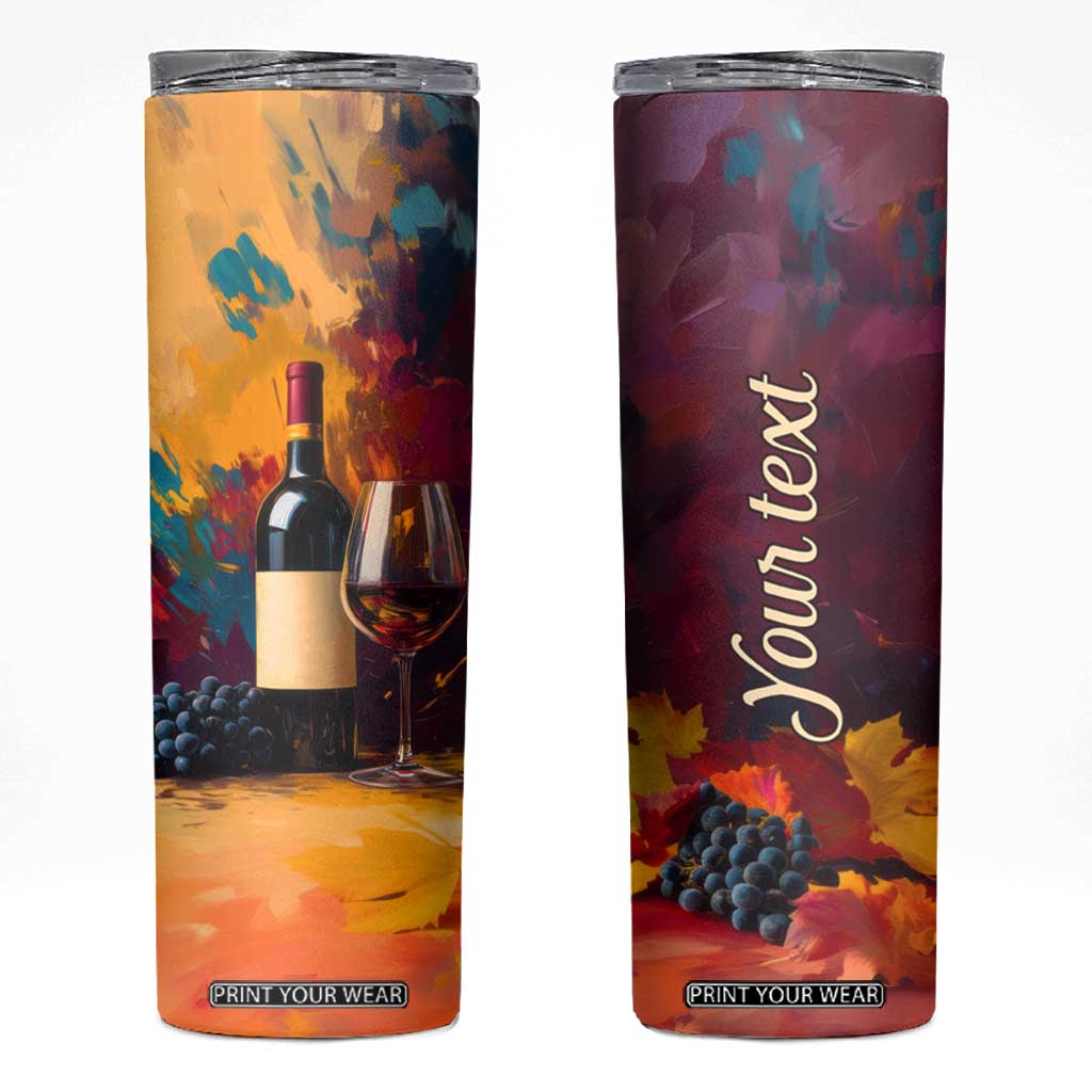 Personalized Wine Illustration Skinny Tumbler with Artistic Detailing TS04 Multicolor Print Your Wear