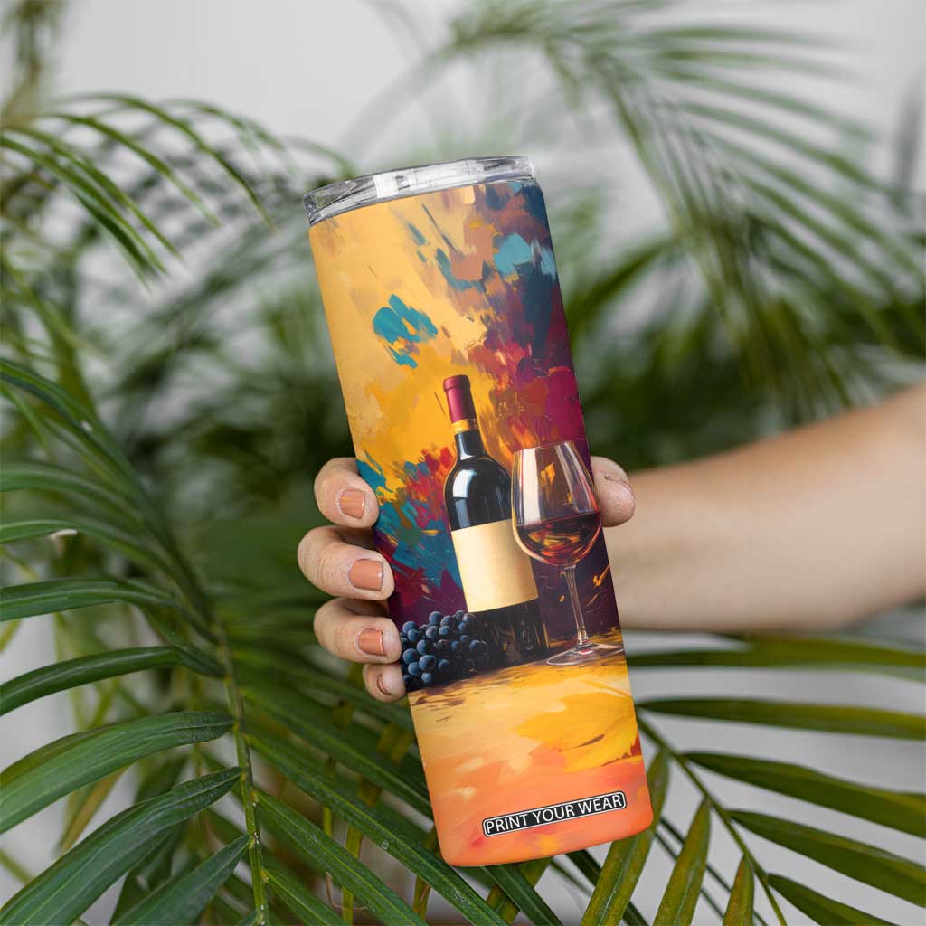 Personalized Wine Illustration Skinny Tumbler with Artistic Detailing TS04 Print Your Wear
