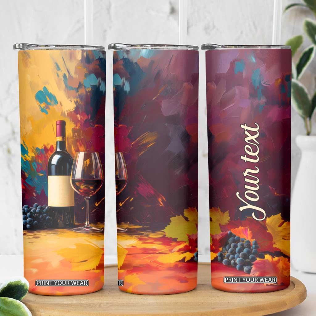 Personalized Wine Illustration Skinny Tumbler with Artistic Detailing TS04 Print Your Wear