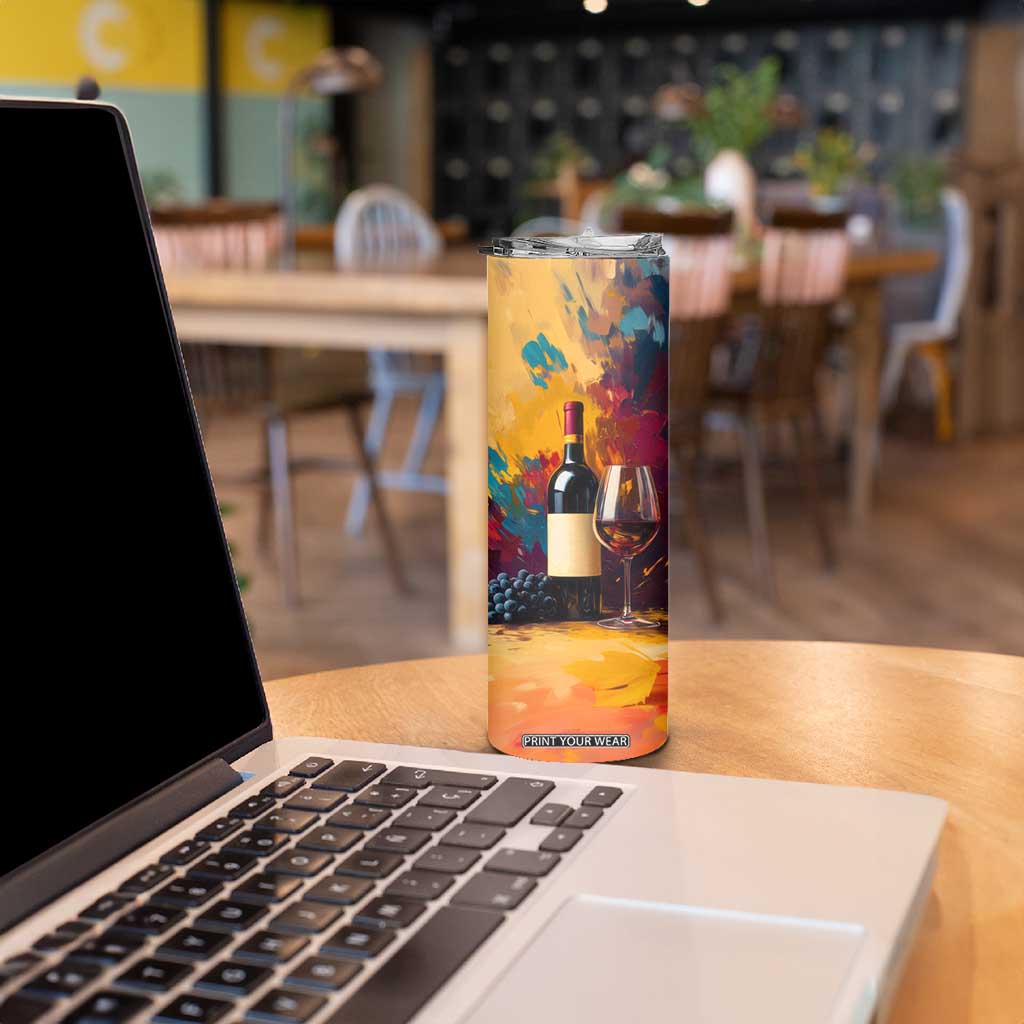 Personalized Wine Illustration Skinny Tumbler with Artistic Detailing TS04 Print Your Wear