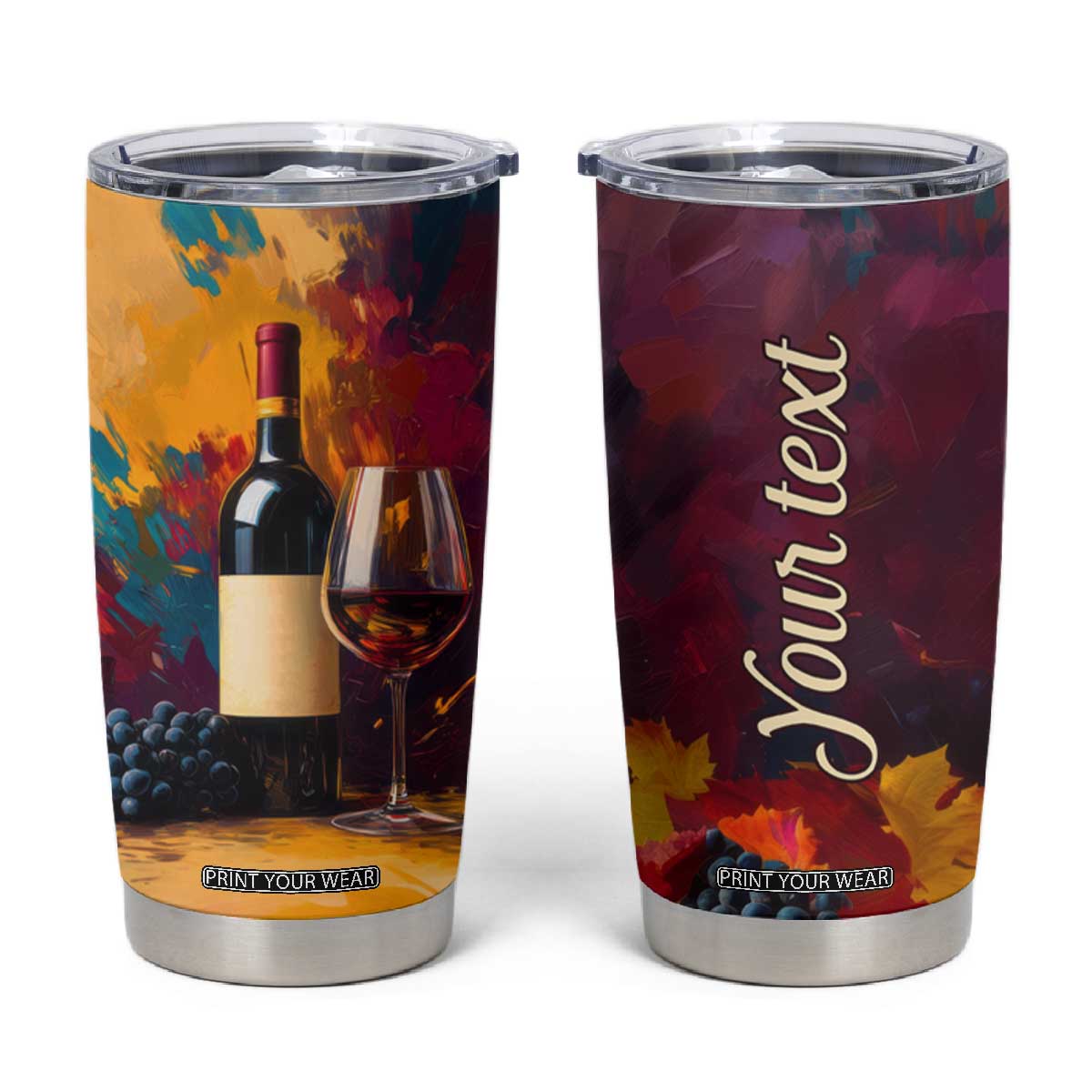 Personalized Wine Illustration Tumbler Cup with Artistic Detailing TS04 Multicolor Print Your Wear