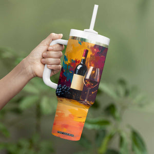 Personalized Wine Illustration Tumbler With Handle with Artistic Detailing TS04 Print Your Wear