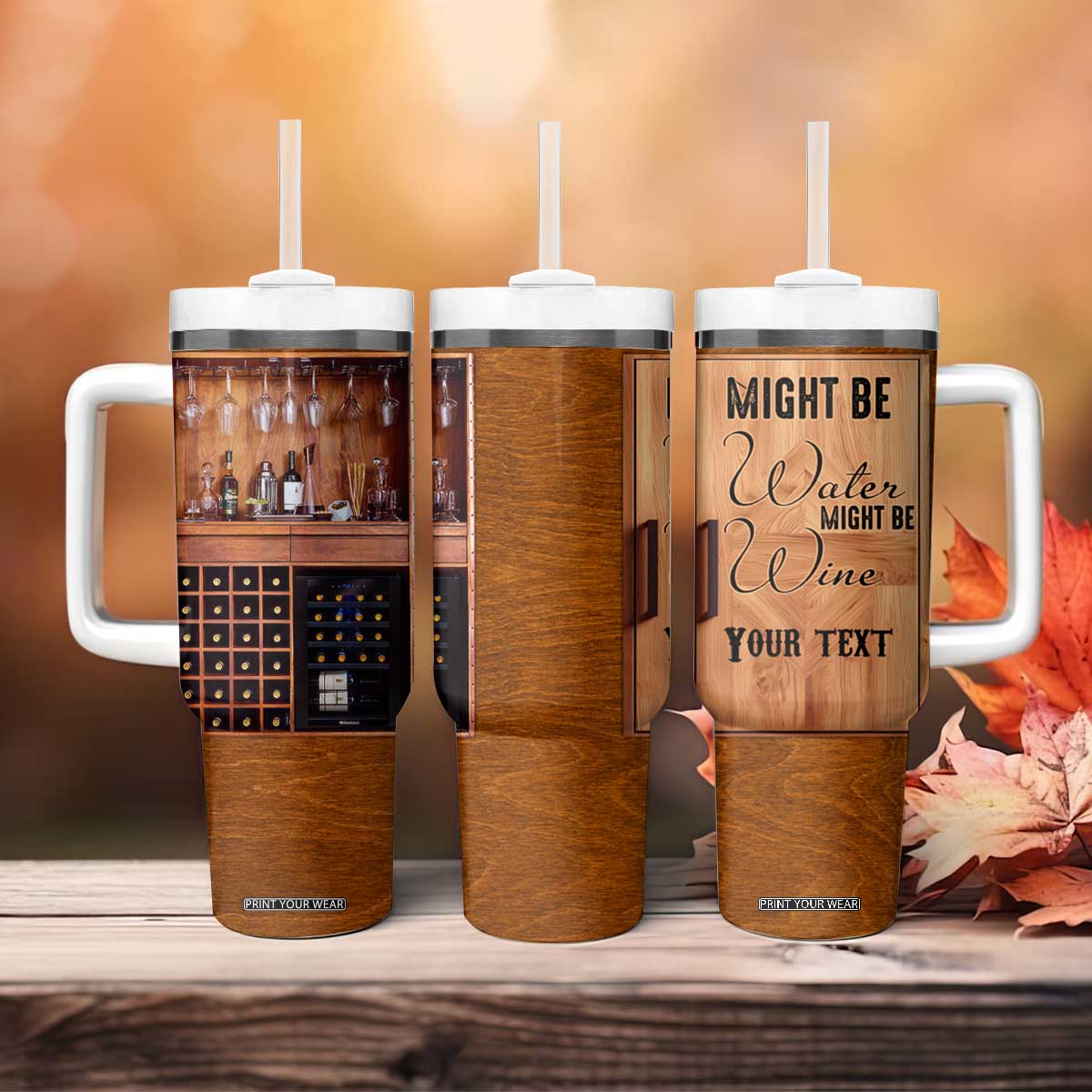 Personalized Wine Love Quote Tumbler With Handle with Romantic Wine Theme TS04 Print Your Wear