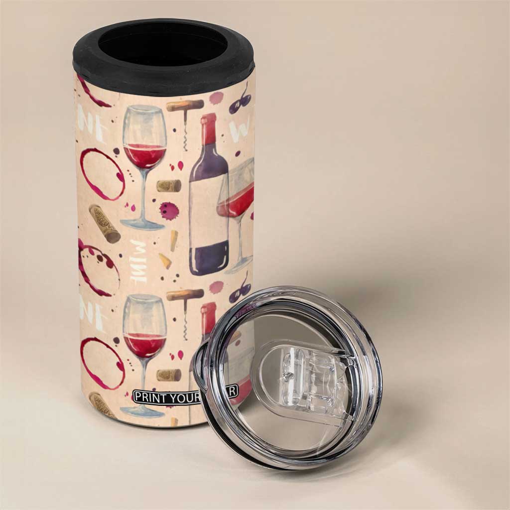 Personalized Wine Pattern 4 in 1 Can Cooler Tumbler with Elegant Decorative Design TS04 Print Your Wear