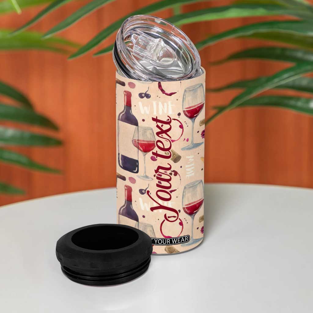 Personalized Wine Pattern 4 in 1 Can Cooler Tumbler with Elegant Decorative Design TS04 Print Your Wear