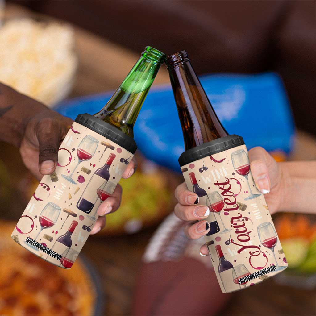 Personalized Wine Pattern 4 in 1 Can Cooler Tumbler with Elegant Decorative Design TS04 Print Your Wear