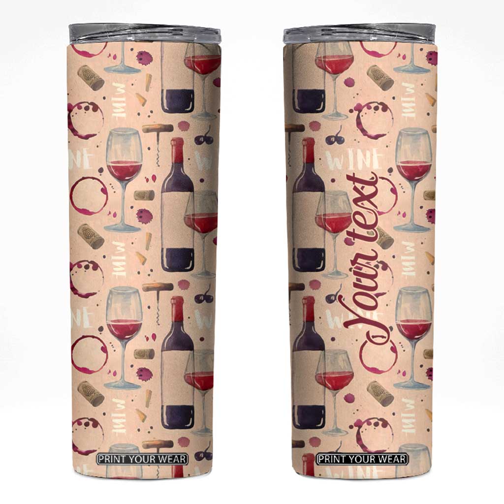 Personalized Wine Pattern Skinny Tumbler with Elegant Decorative Design TS04 Multicolor Print Your Wear