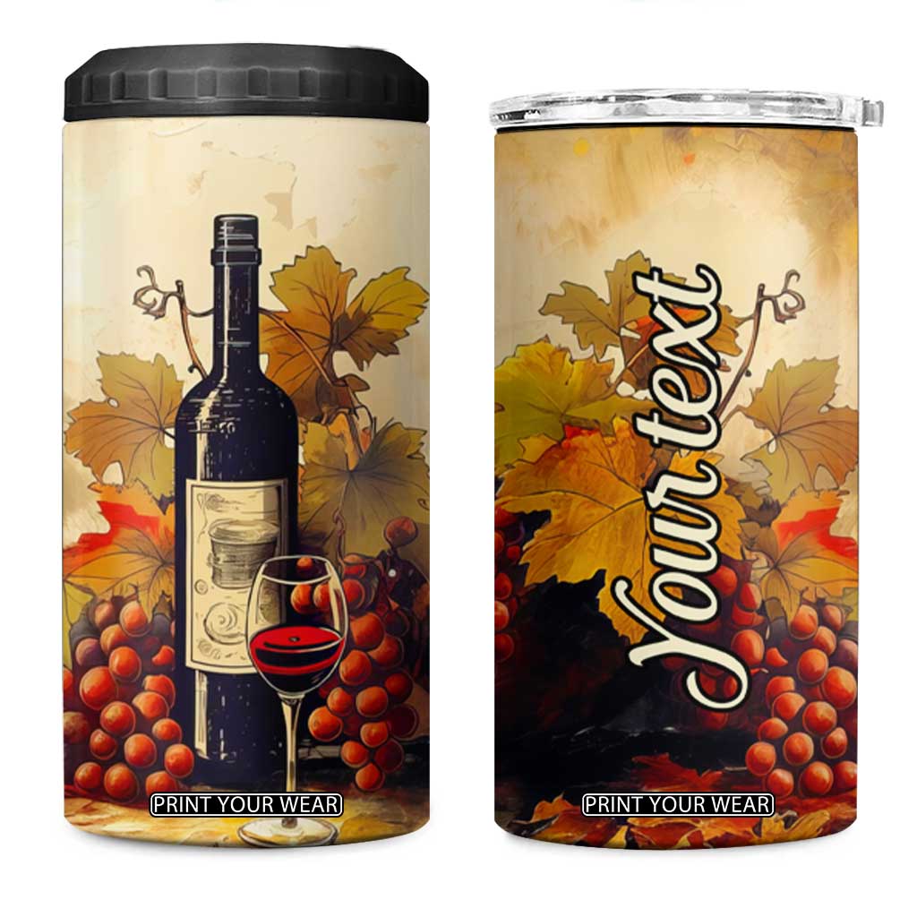 Personalized Wine Theme 4 in 1 Can Cooler Tumbler with Vintage Style Illustration TS04 One Size: 16 oz Multicolor Print Your Wear