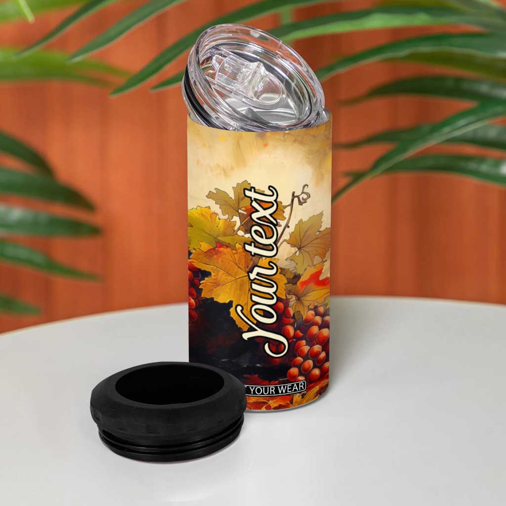 Personalized Wine Theme 4 in 1 Can Cooler Tumbler with Vintage Style Illustration TS04 Print Your Wear