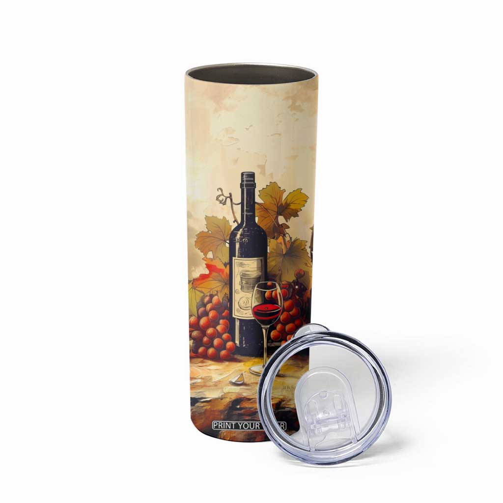 Personalized Wine Theme Skinny Tumbler with Vintage Style Illustration TS04 Print Your Wear