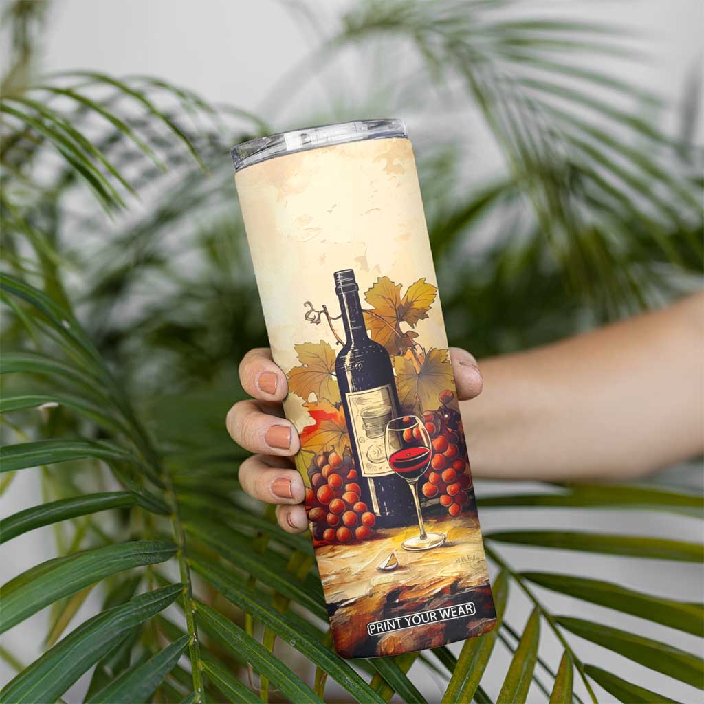 Personalized Wine Theme Skinny Tumbler with Vintage Style Illustration TS04 Print Your Wear