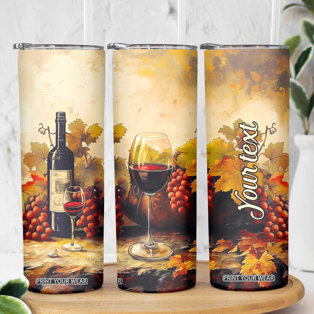 Personalized Wine Theme Skinny Tumbler with Vintage Style Illustration TS04 Print Your Wear