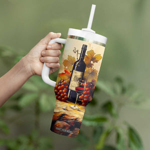 Personalized Wine Theme Tumbler With Handle with Vintage Style Illustration TS04 Print Your Wear