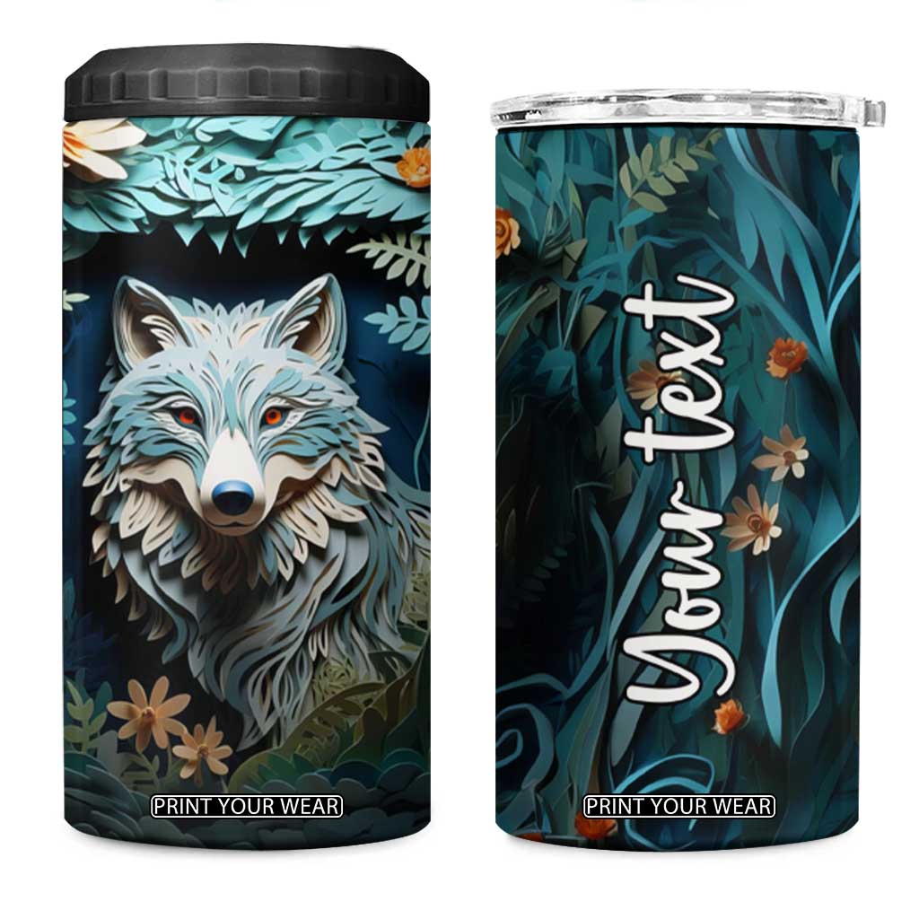 Personalized Wolf 4 in 1 Can Cooler Tumbler with Paper Quilling Art Design TS04 One Size: 16 oz Multicolor Print Your Wear