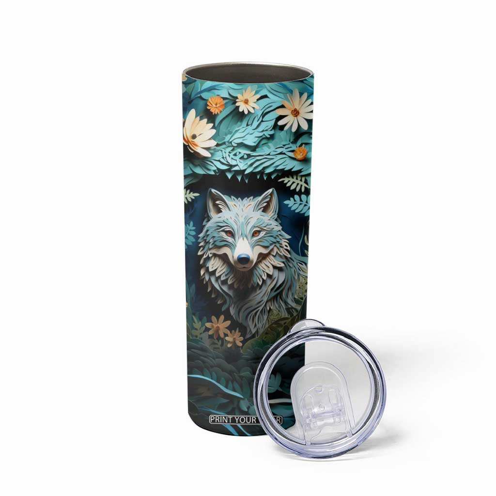 Personalized Wolf Skinny Tumbler with Paper Quilling Art Design TS04 Print Your Wear