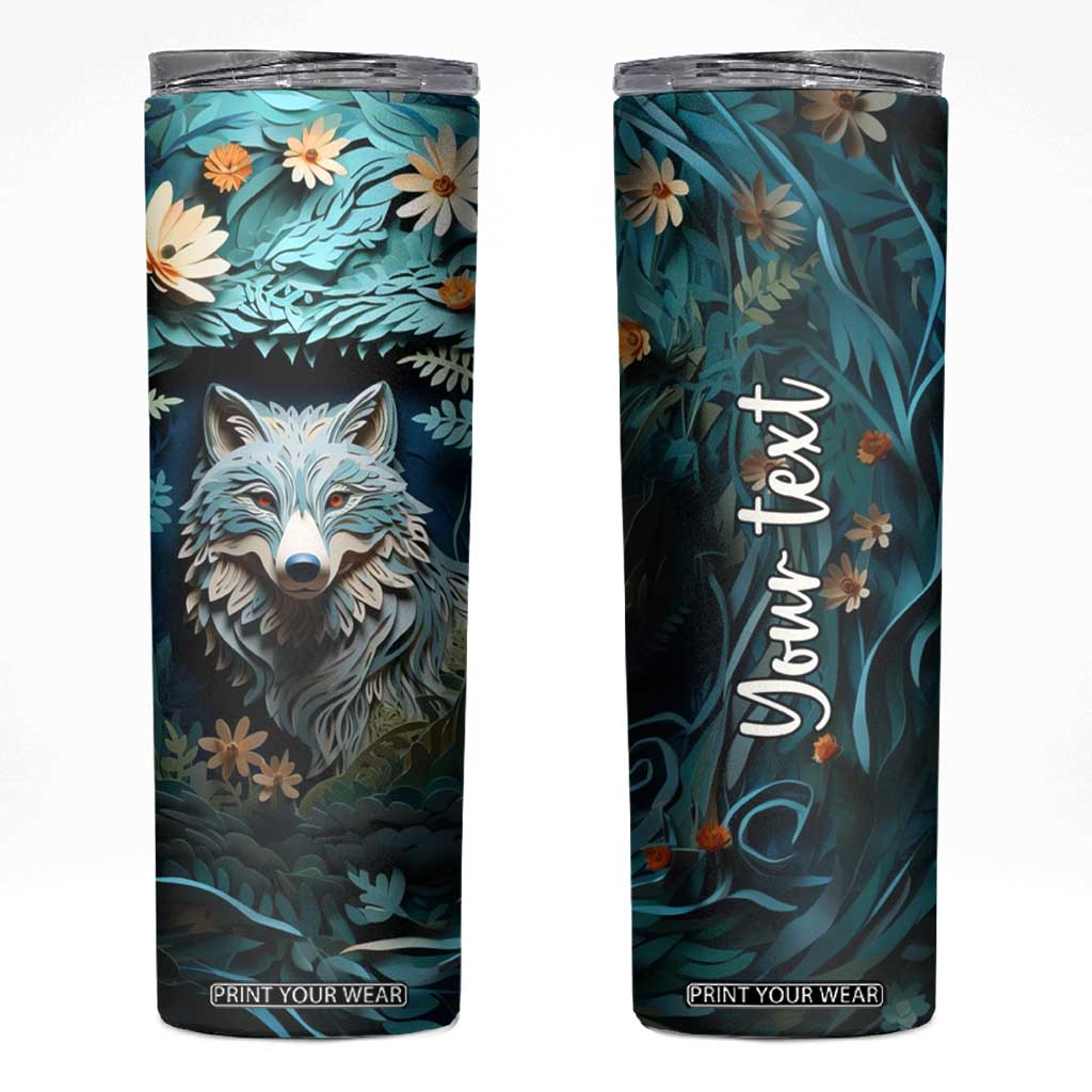 Personalized Wolf Skinny Tumbler with Paper Quilling Art Design TS04 Multicolor Print Your Wear