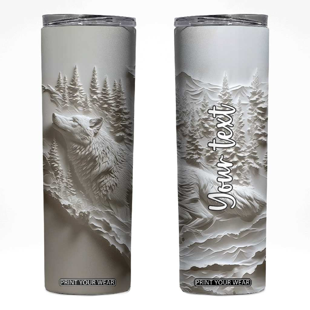 Personalized Wolf Skinny Tumbler with Plaster Carving Artistic Style TS04 Multicolor Print Your Wear
