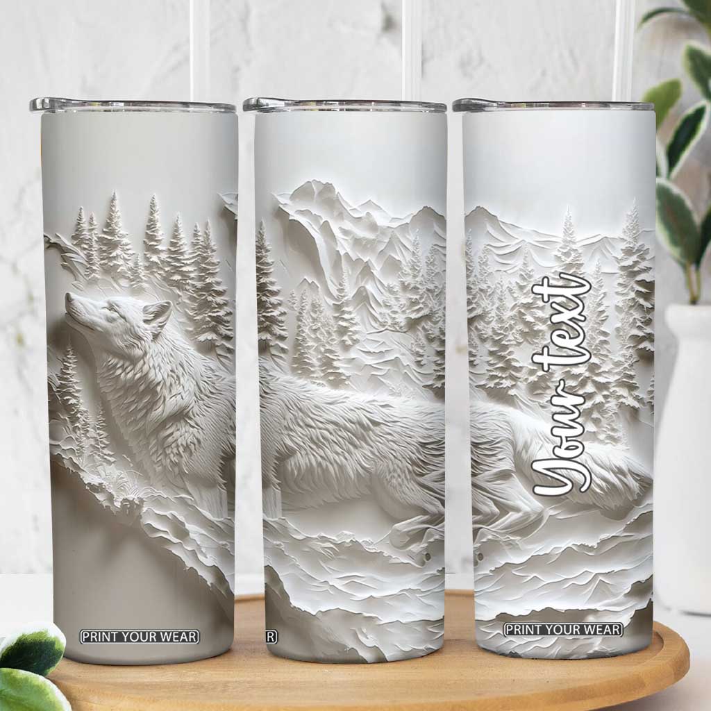 Personalized Wolf Skinny Tumbler with Plaster Carving Artistic Style TS04 Print Your Wear