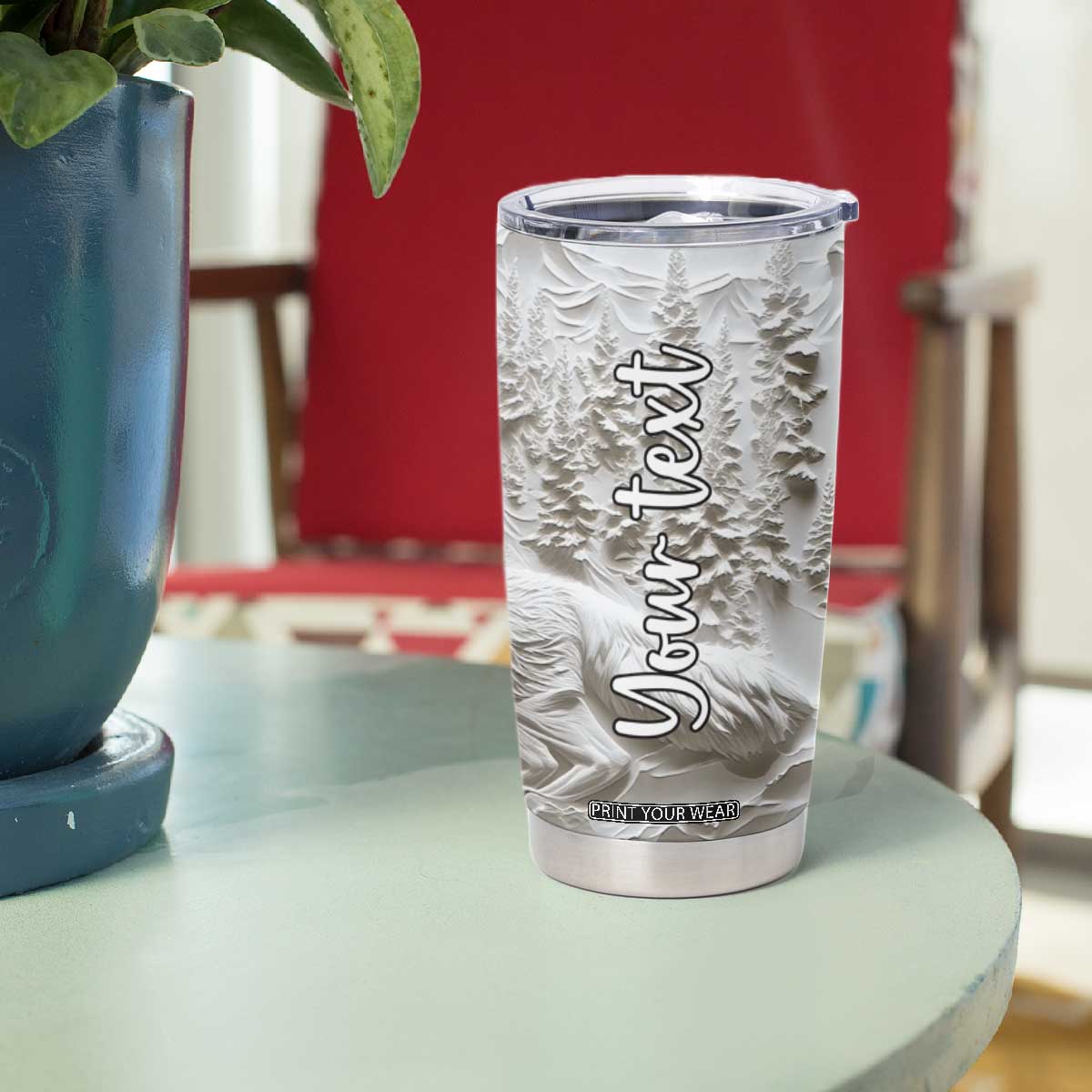 Personalized Wolf Tumbler Cup with Plaster Carving Artistic Style TS04 Print Your Wear