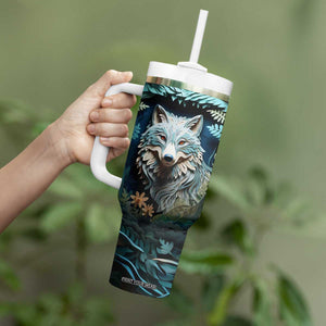 Personalized Wolf Tumbler With Handle with Paper Quilling Art Design TS04 Print Your Wear
