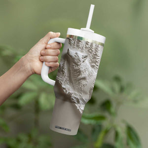 Personalized Wolf Tumbler With Handle with Plaster Carving Artistic Style TS04 Print Your Wear