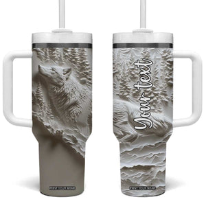 Personalized Wolf Tumbler With Handle with Plaster Carving Artistic Style TS04 One Size: 40 oz Multicolor Print Your Wear